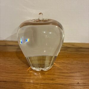 Steuben signed apple crystal art glass paperweight